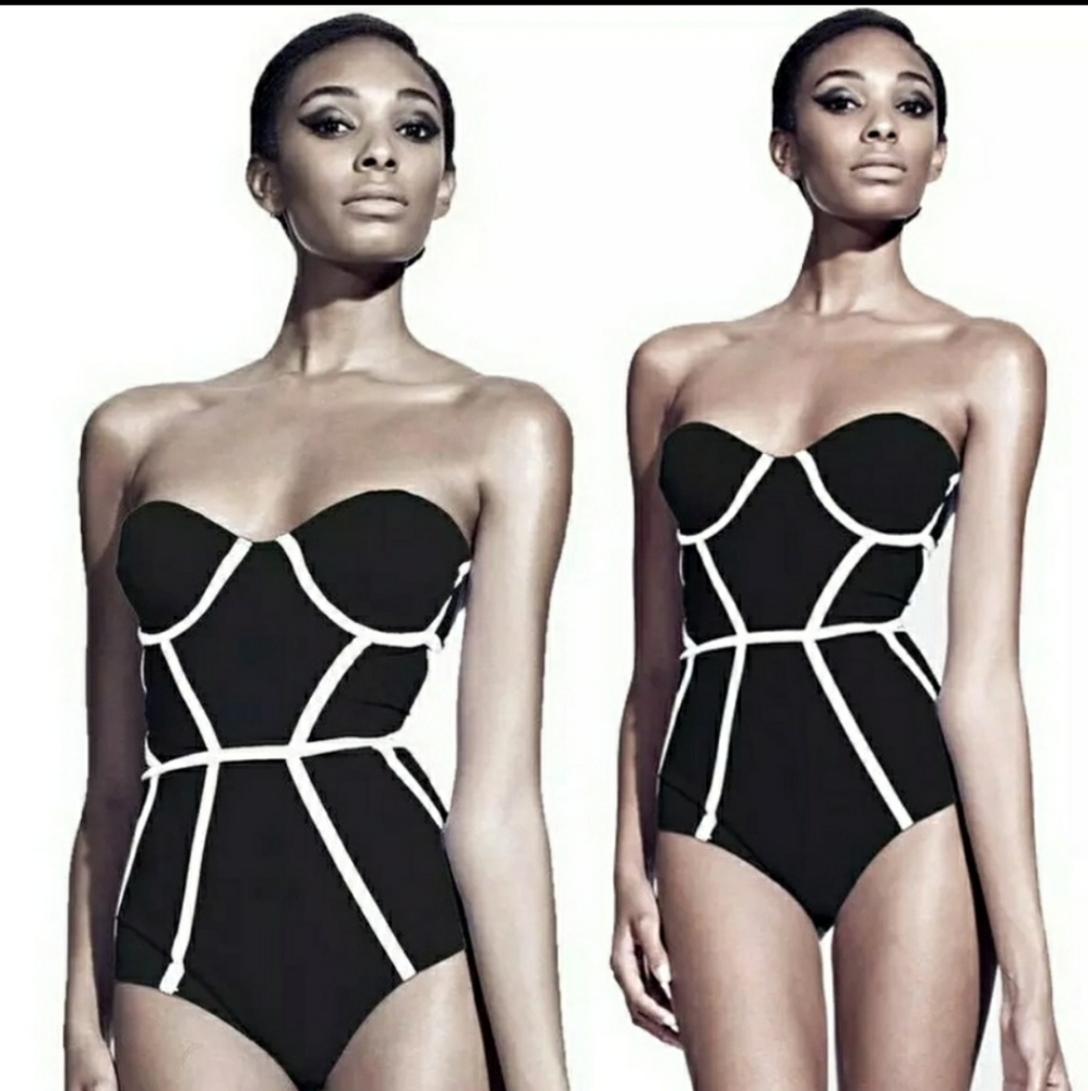 Black and White One Piece Swimsuit NWOT